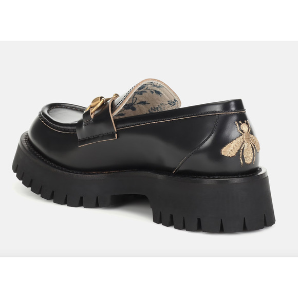 Gucci Cordovan Black Leather Horsebit Lug Sole Flat Platform Creeper Loafer 42 - Picture 12 of 16